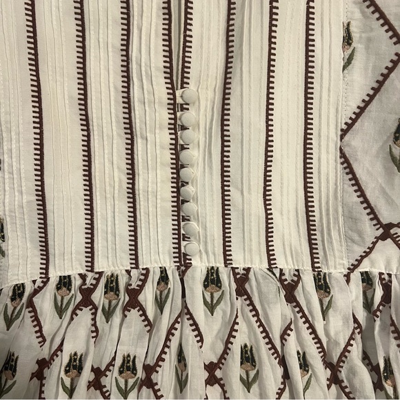 Lug Von Siga White and Brown Patterned and Tulip Mini Dress - Picture 3 of 6